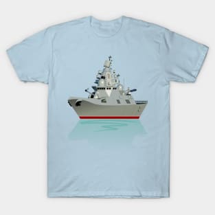 cartoon modern military frigate T-Shirt